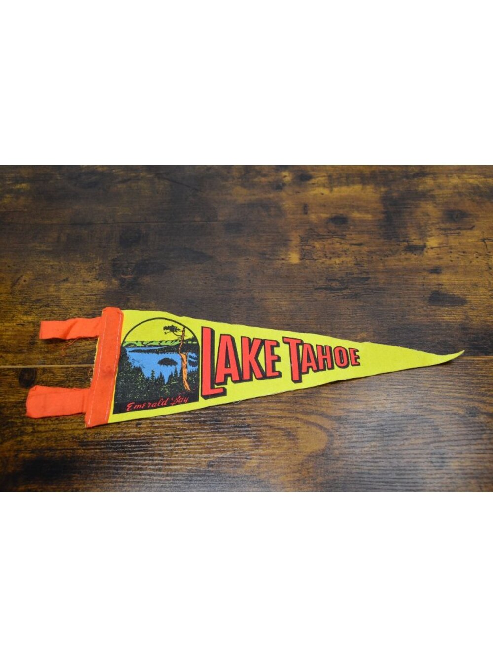 Vintage Lake Tahoe Felt Pennant With Emerald Bay Design 12 inches